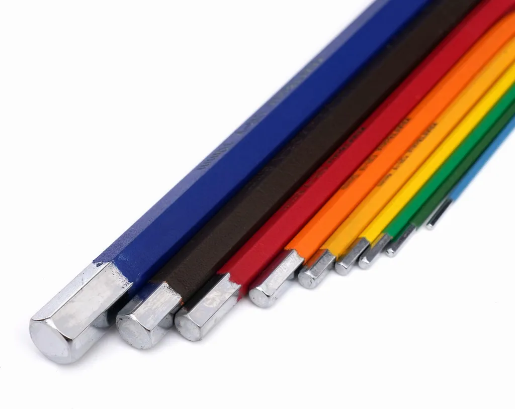 Clés Allen à tête sphérique HEX 9pcs en acier Cr-V code couleurs - 11
