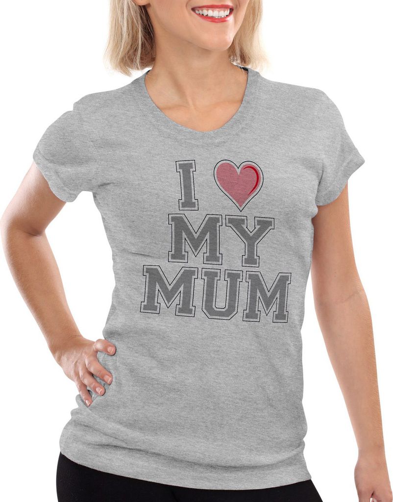 style3 I love my Mum Damen T-Shirt, Farbe:Grau meliert, Größe:XS