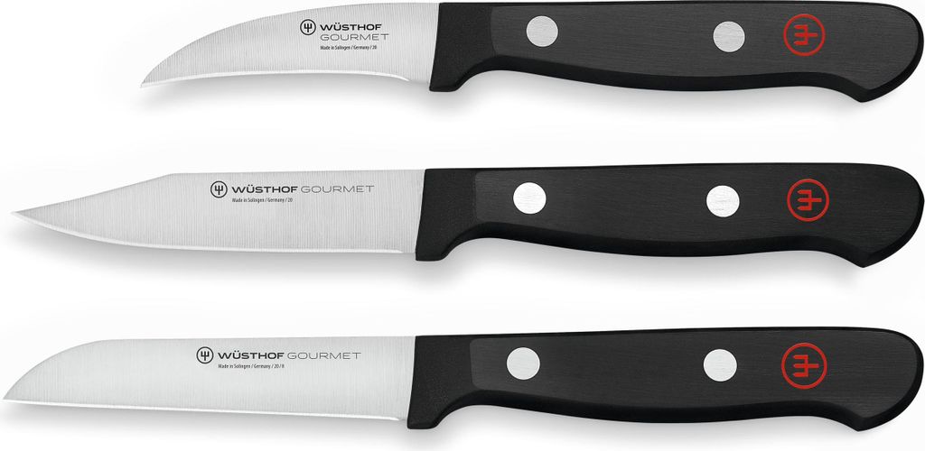 WÜSTHOF Gourmet, silber-schwarz, Gemüsemesserset 3-teilig, Produktbild 