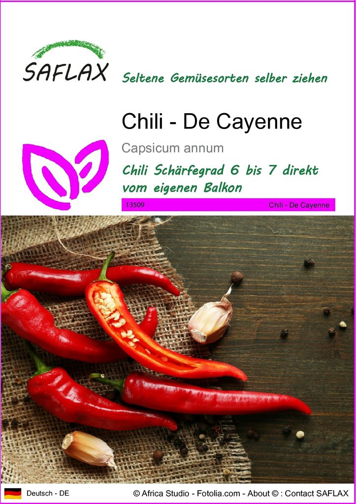 SAFLAX - Chili - De Cayenne - 20 Samen - Capsicum annum Produktbild 