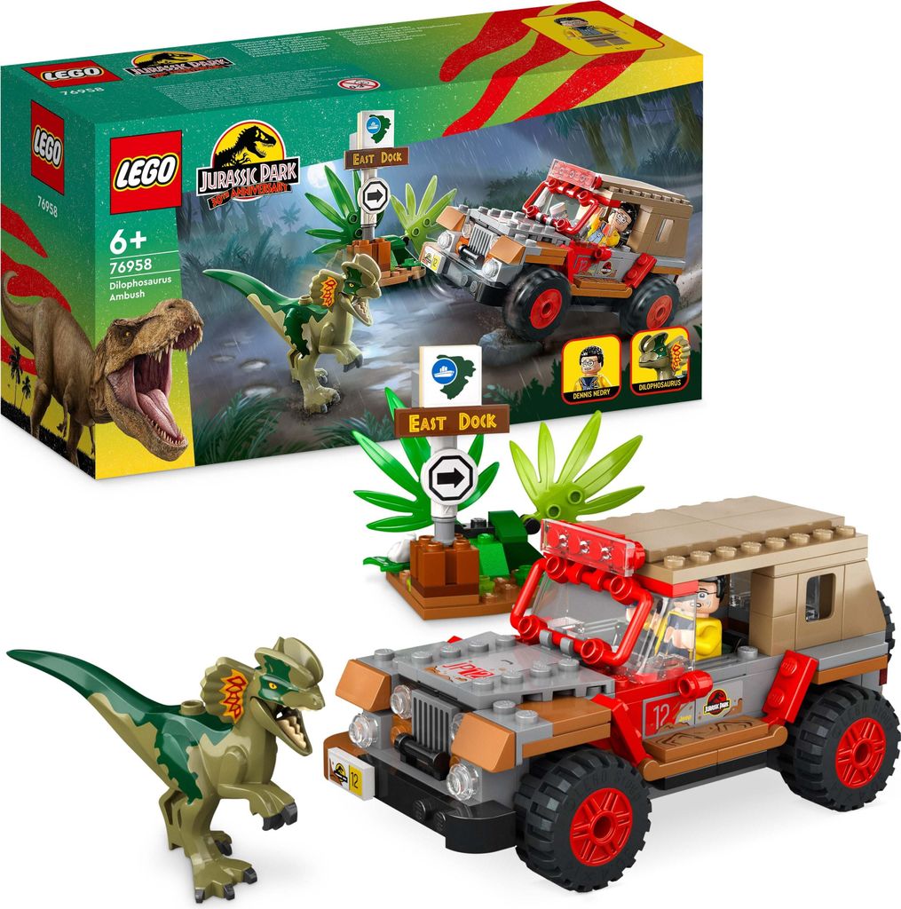 Lego 76958 Jurassic Park Zasadzka na dilofozaura, zabawka Zdjęcie produktu 