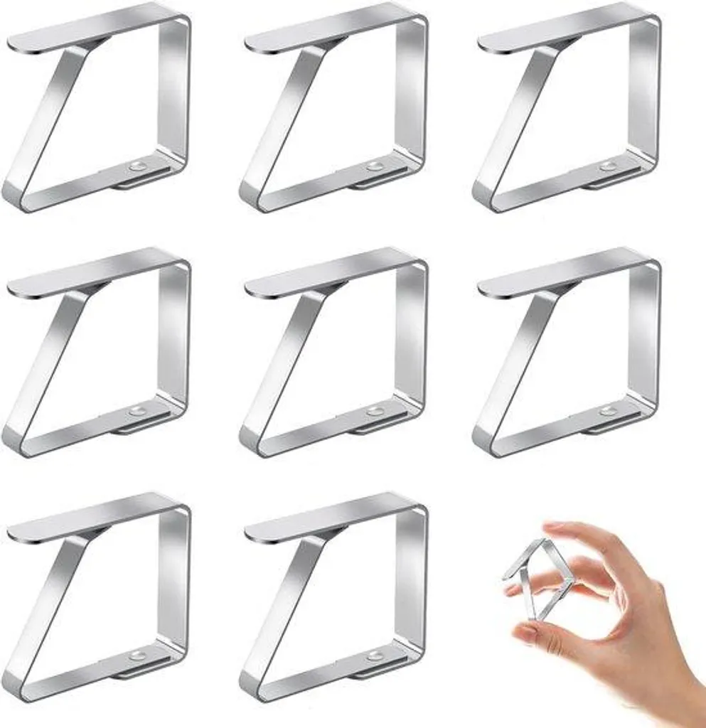 Attaches de nappe adhésives en acier pour table de jardin et terrasse - x8