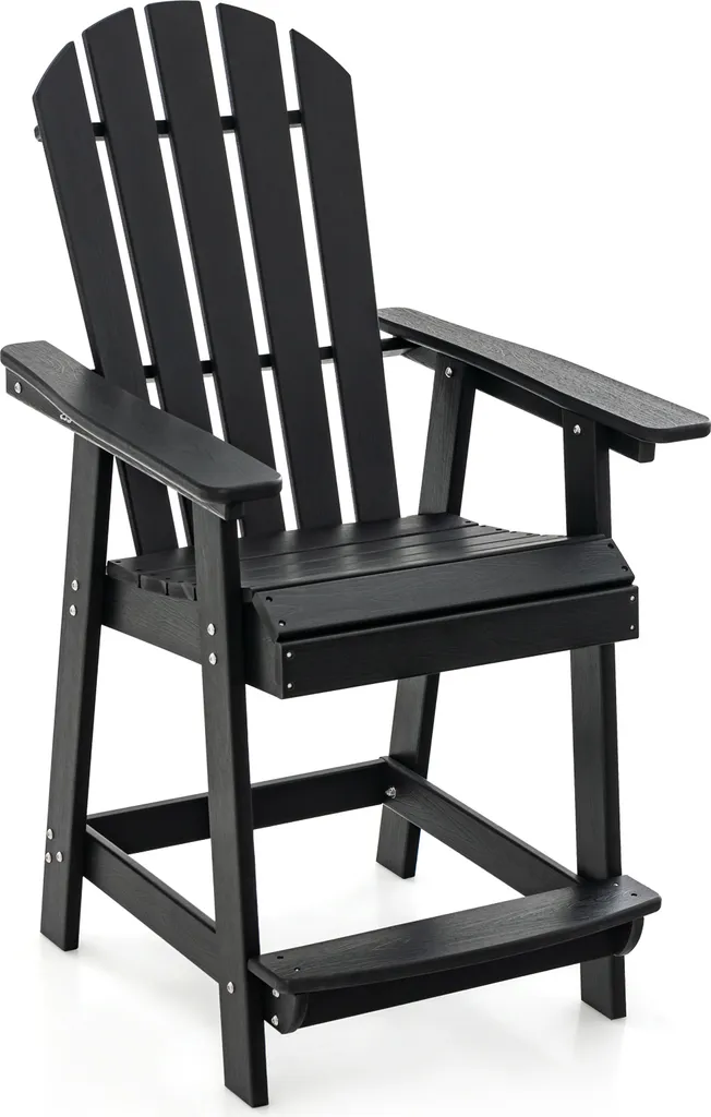 Chaise Haute Adirondack Résistante aux Intempéries avec Repose-pieds