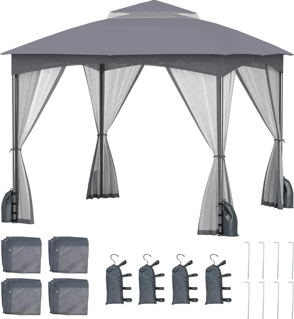 Tonnelle de Jardin 3x3m avec Moustiquaire pour Repas Extérieurs Sans Insectes