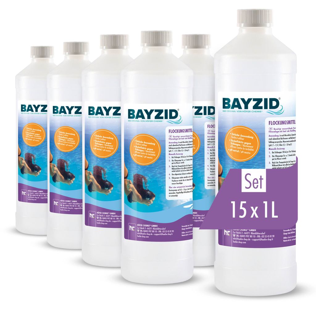 15x 1 L BAYZID® Flockungsmittel flüssig für Pools Produktbild 