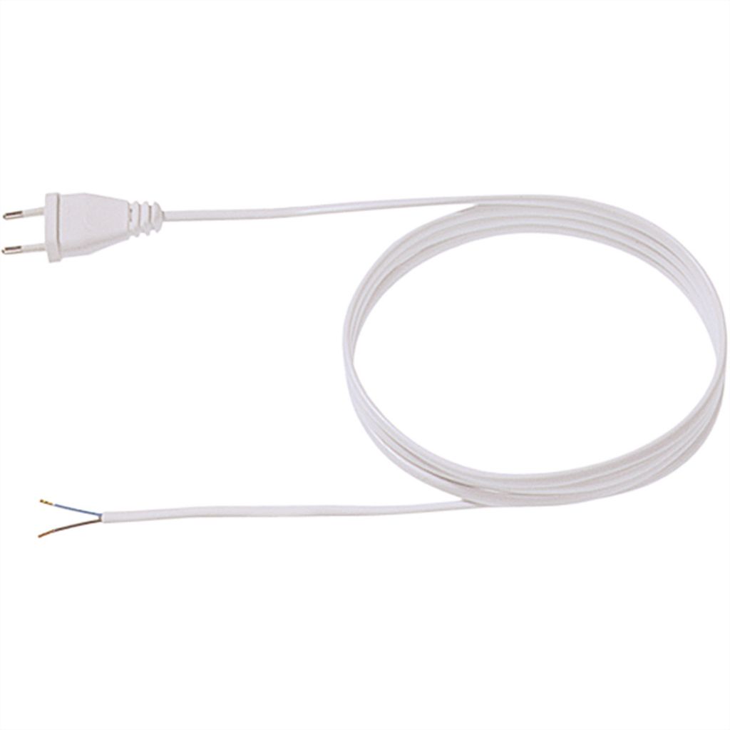 BACHMANN Zuleitung 2x0,75 2m weiss, H03VVH2-F Eurostecker unverpackt