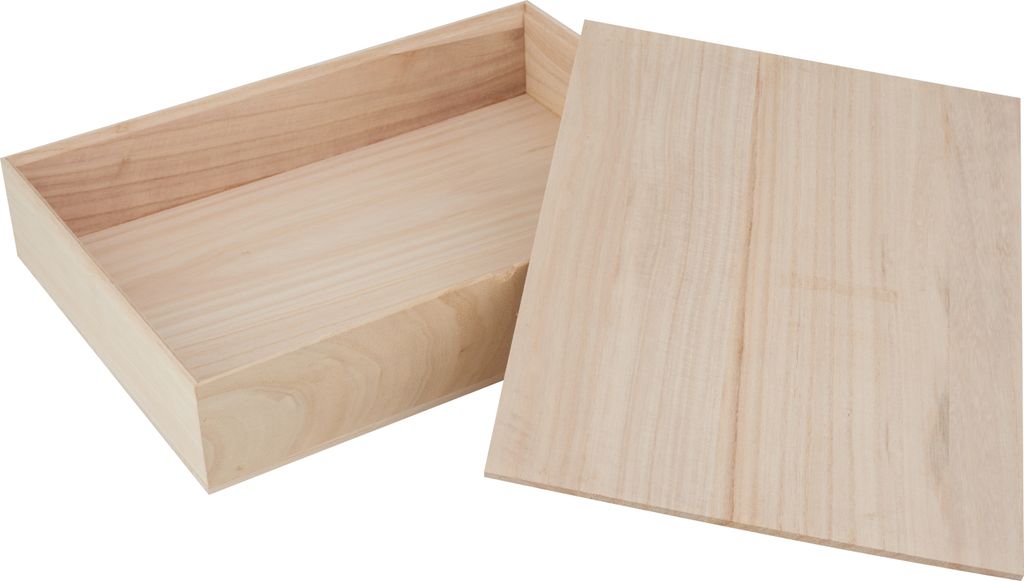 Rohholz-Holzbox mit losem Deckel für DIN A4 Papiere, Produktbild 