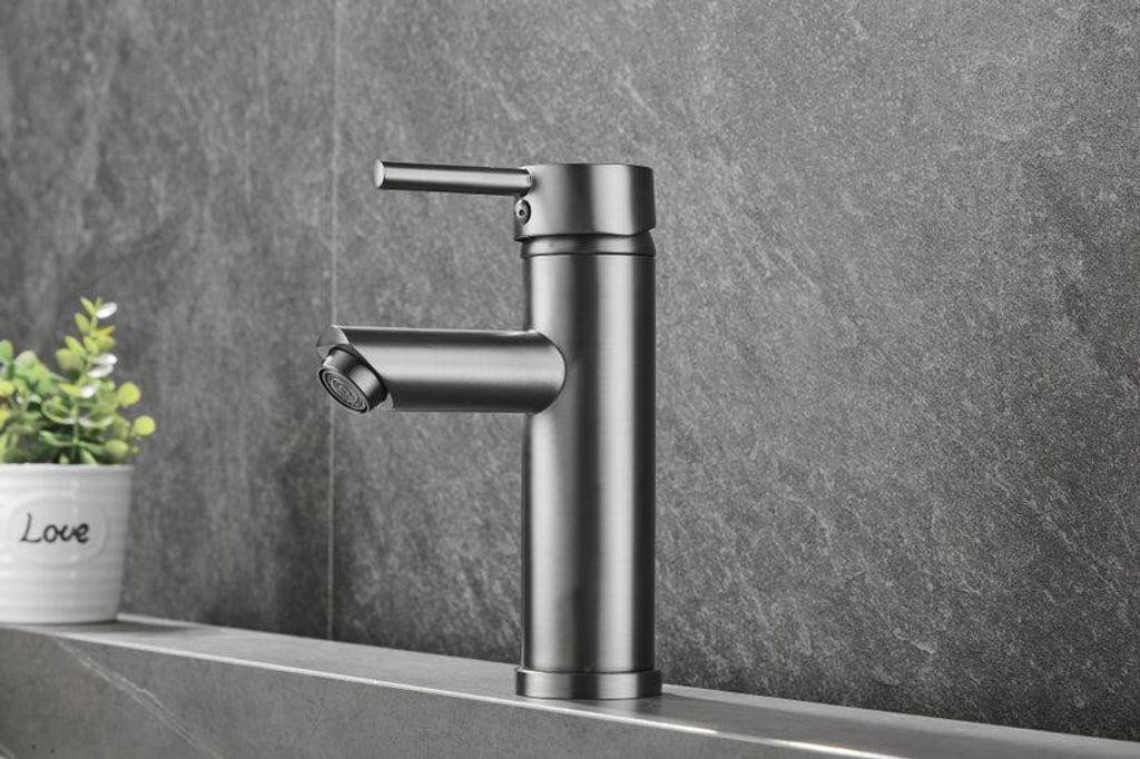WEBO Atlanta Wastafelkraan Laag Model Gunmetal Einhebel Opbouw Badarmatur