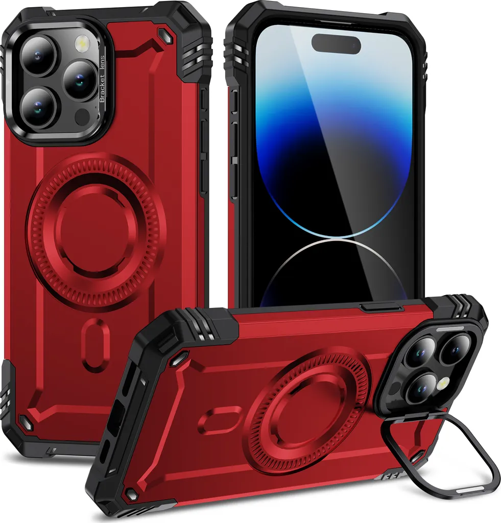 Cover per iPhone 14 Pro Max, Compatibile con MagSafe [supporto ad anello a 360°] Custodia Magnetica Trasparente Protezione Completa dello Standard Militare Antiurto Mai ingiallimento