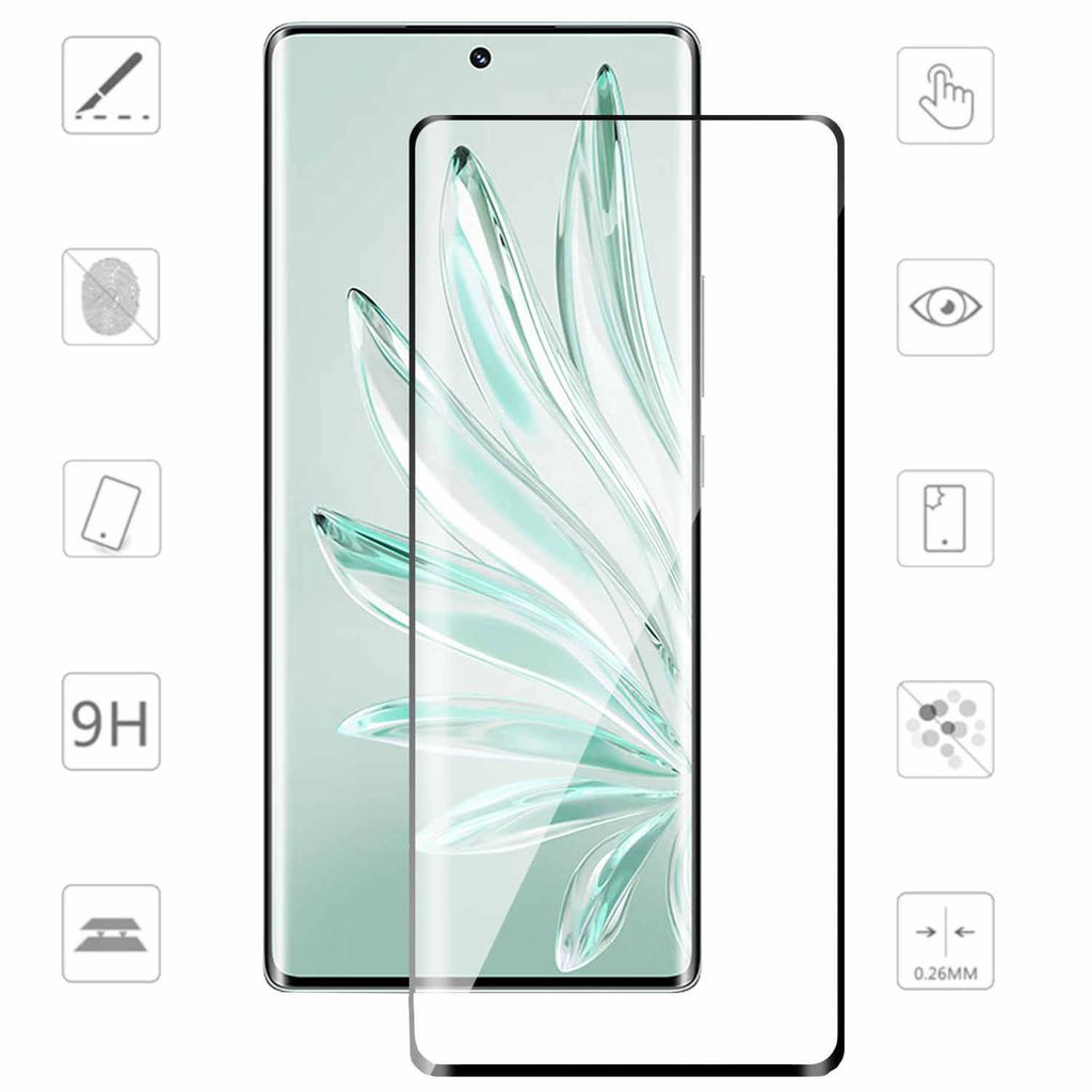Für Honor 80 4D Display Full LCD Curved H9 Hart Glas Folie Panzer Schutz Zubehör