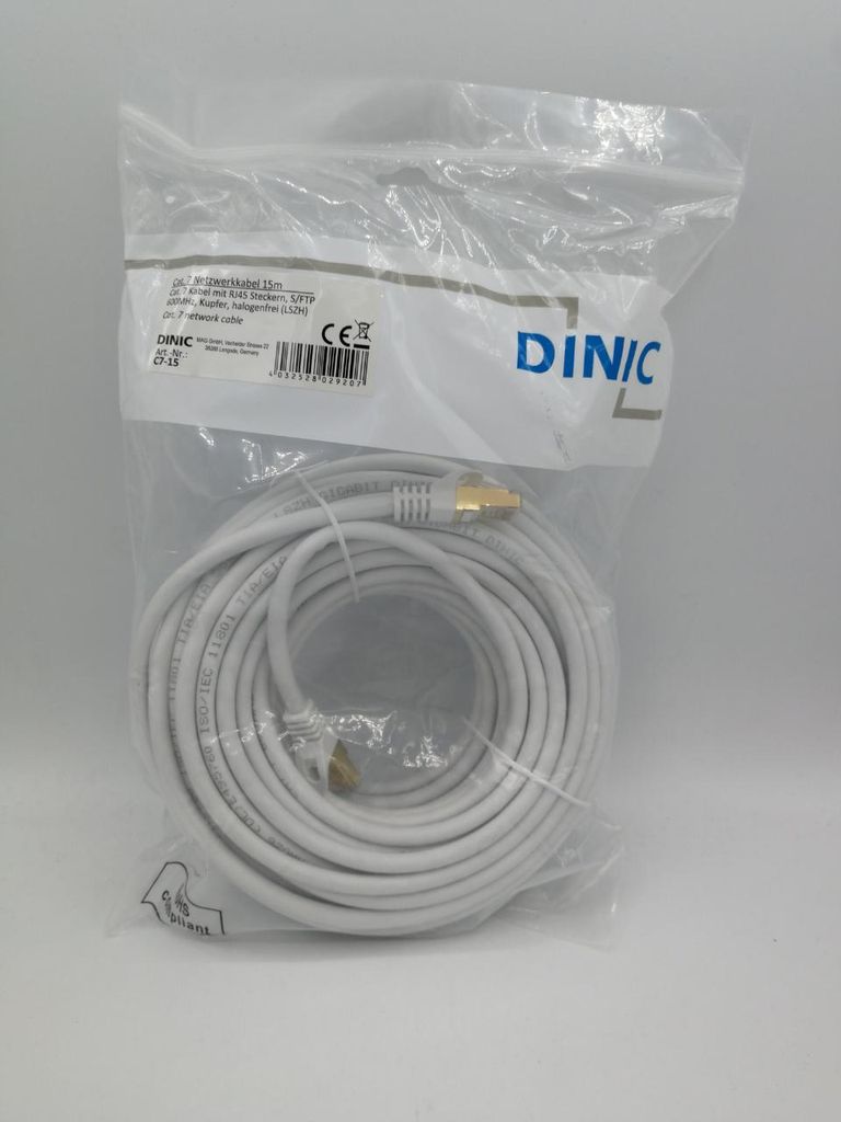 DINIC 15m Premium Cat.7 Patchkabel Rohkabel, LSZH