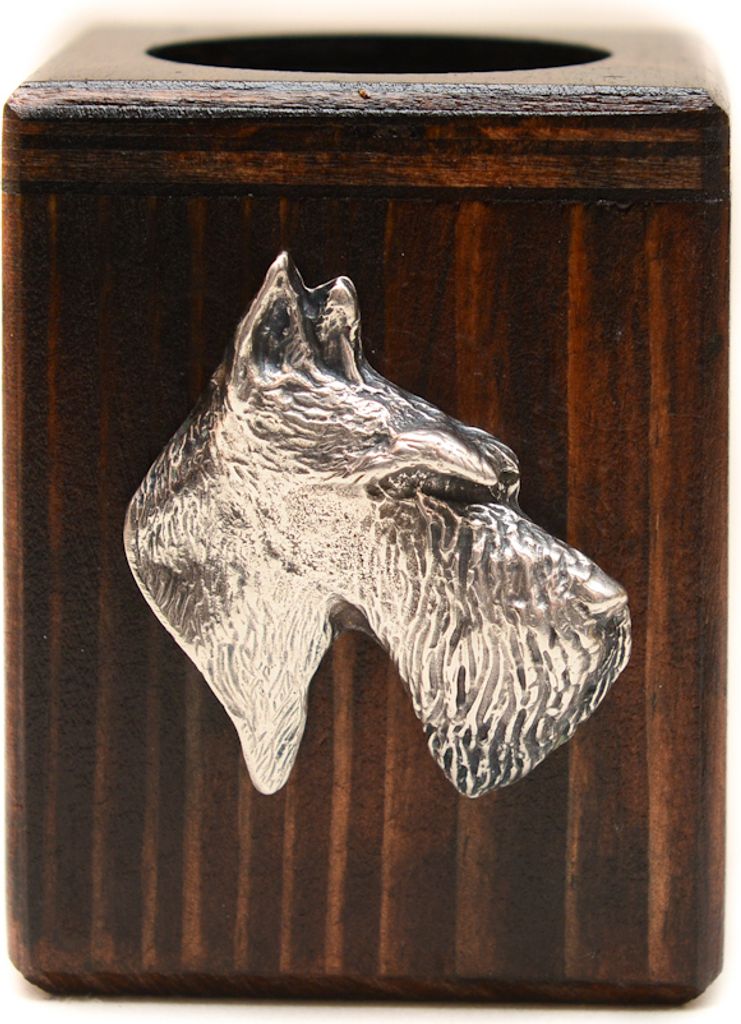 Schottischer Terrier, Scottish terrier - Holzkerzenständer mit Hund, einzigartiges Andenken an den Verlust eines Hundes, Handwerkskunst der Marke ...