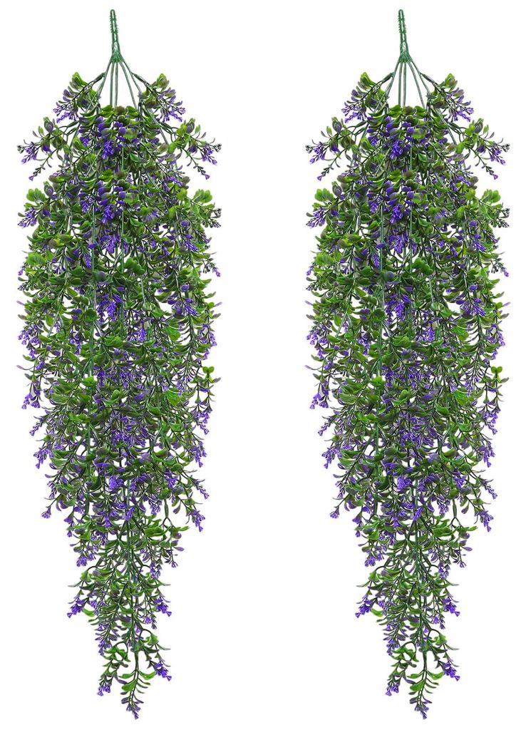 2 künstliche Hängepflanzen, Kunststoff-Hängepflanzen, 70 cm, lila, künstliche Hängepflanzen, Kunststoff-Hängepflanzen, künstliche Hängeblum...