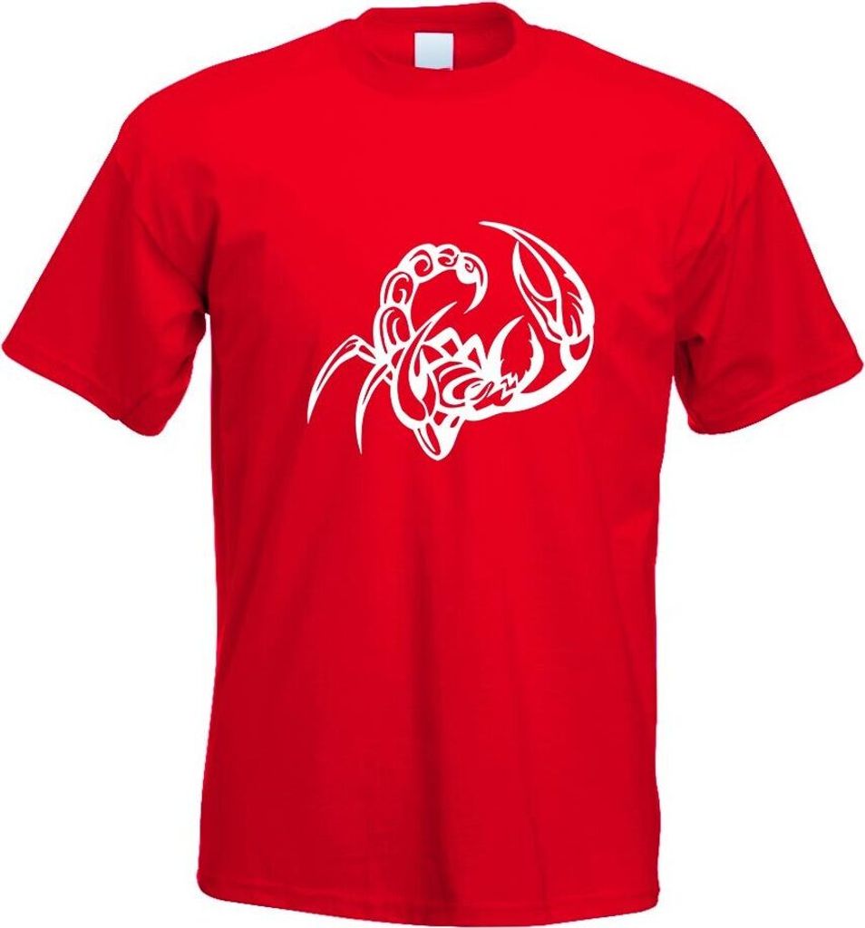 Kiwistar - T-Shirt - rot - Skopion Motiv Bedruckt Funshirt Design Print - mit Motiv Bedruckt - Funshirt Design - Sport - Freizeit - Herren - XXL