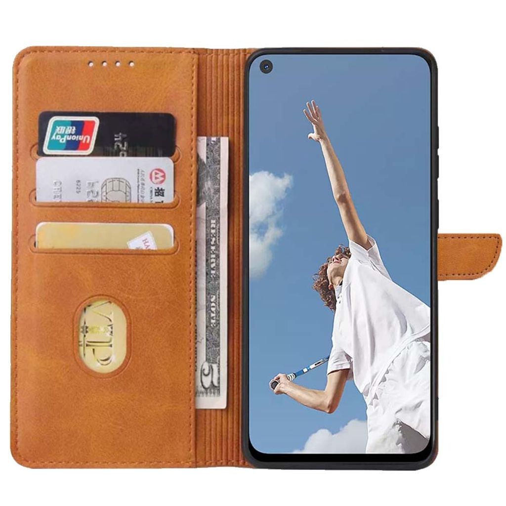 Geschikt voor Oppo A52 Telefoonhoesje Kunstleer met Magnetisch lipje en Pasjeshouder Book Case met Klepje - Bruin - Smartphonica