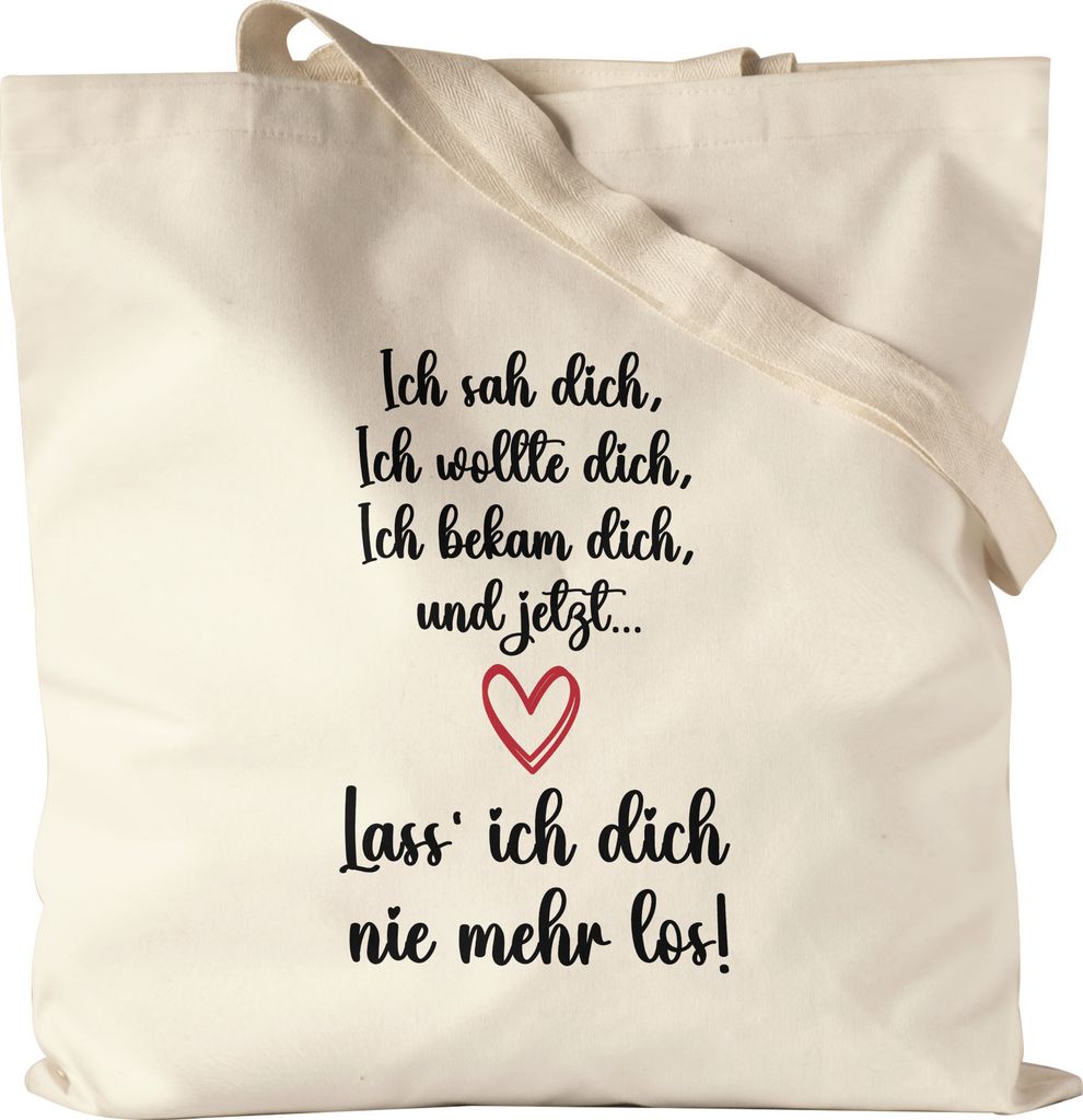 Lass Dich Nie Mehr Los Jutebeutel Kam Sah Wollte Dich Geschenkidee Valentinstag Freund Freundin Couple Liebe Baumwolle