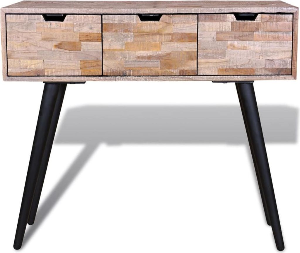 vidaXL Konsolentisch mit 3 Schubladen Altholz Teak