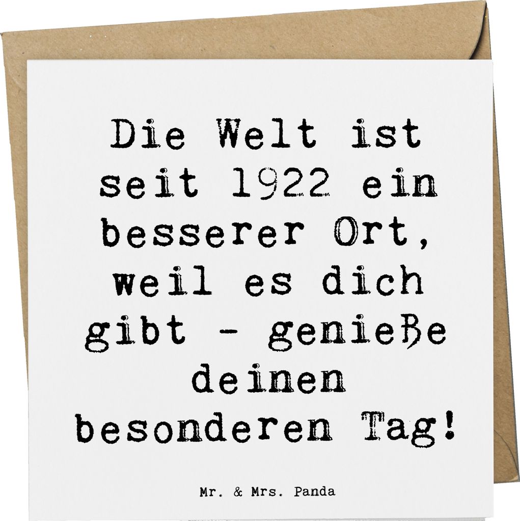 Mr. & Mrs. Panda Klappkarte Spruch 1922 Geburtstag - Weiß - Geschenk, Geburtstagsgeschenk, Glückwunschkarte, besonderes, anlasskarte, Glückwunsc...