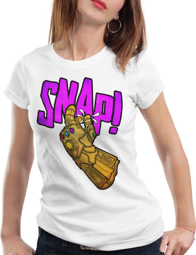 style3 Thanos Snap Damen T-Shirt infinity superheld kino, Farbe:Weiß, Größe:XL