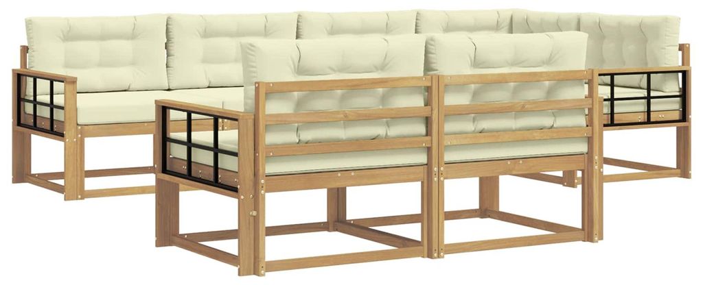 vidaXL Outdoor-Sofagarnitur mit Kissen 6 pcs Weiß und Creme Polyester