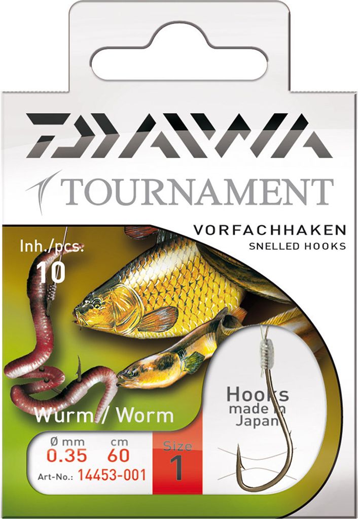 Daiwa Tournament Wurmhaken Gr.2 Gebundene Vorfachhaken