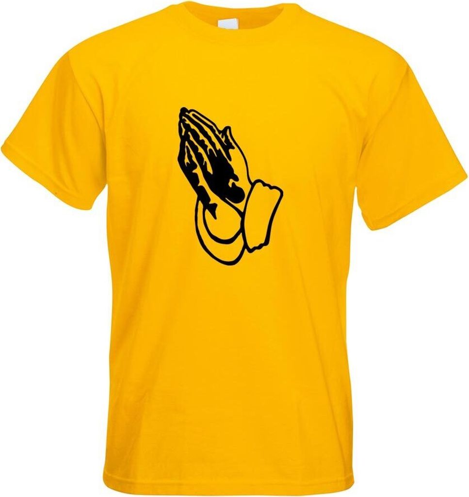Kiwistar - T-Shirt - gelb - Betende Hände Prayer Motiv Bedruckt Funshirt Design Print - mit Motiv Bedruckt - Funshirt Design - Sport - Freizeit - ...