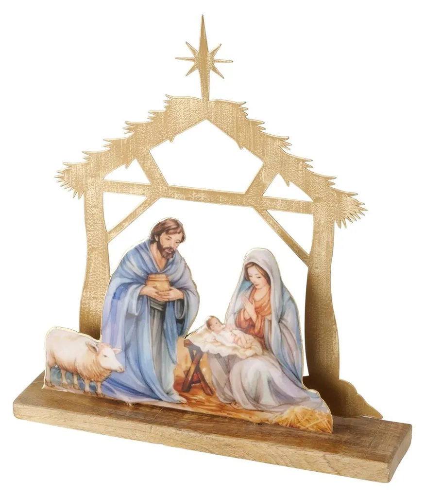 Boltze Home Scène de Noël 30,5 x 32,5 cm - Décoration Festive Village