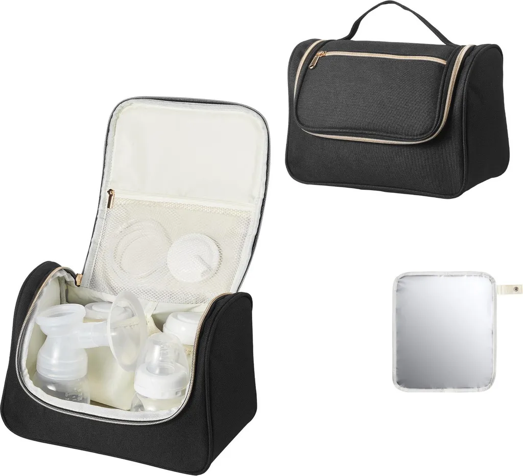 SucceBuy Borsa portatile per tiralatte, borsa per il trasporto con base impermeabile, adatta per M5/M6, accessori per il pompaggio e la conservazione del latte materno, ideale per il lavoro e i viaggi, nero, 255x150x190 mm