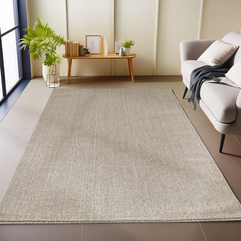 Carpetsale24 Teppich Wohnzimmer Uni Meliert Cut-Loop Design Produktbild 