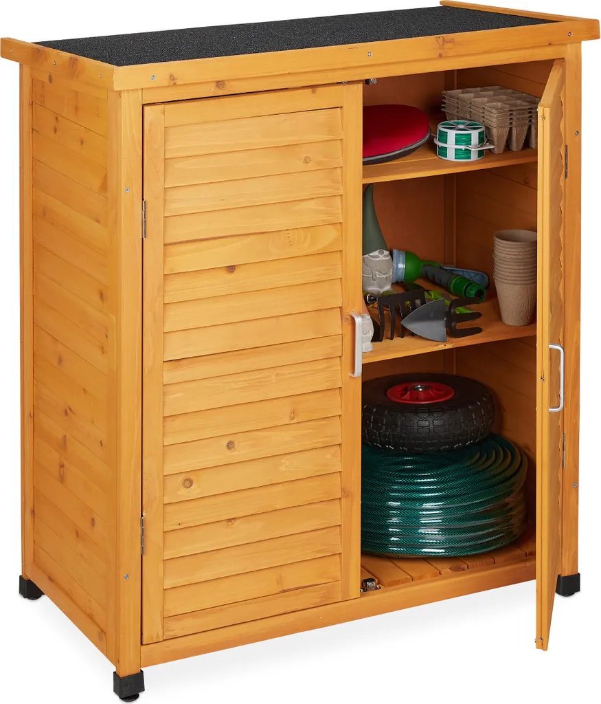 Armadio da Esterno Relaxdays: Legno Massiccio e Tetto in Bitume