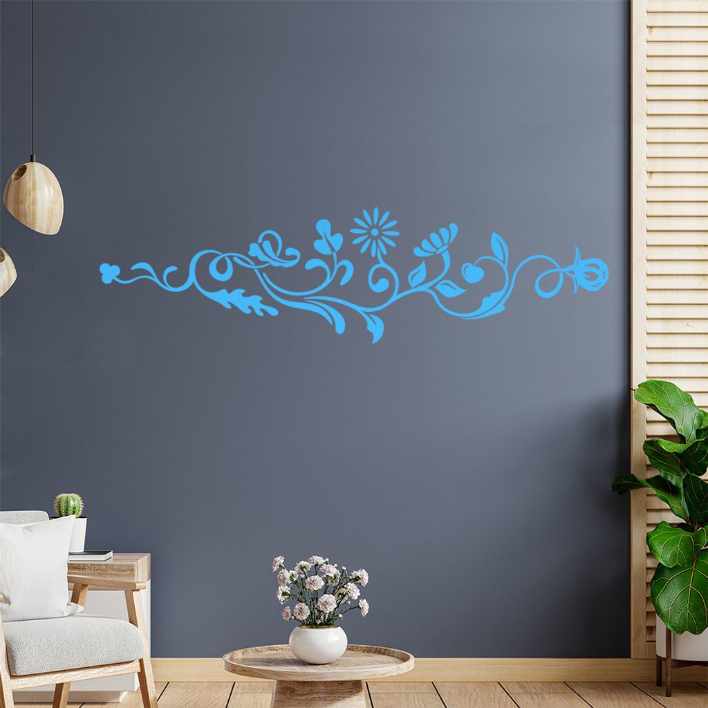 Blumen - Blätter - Ornament Wandtattoo in 6 Größen - Wandaufkleber Wall Sticker - Dekoration, Küche, Wohnzimmer, Schlafzimmer, Badezimmer