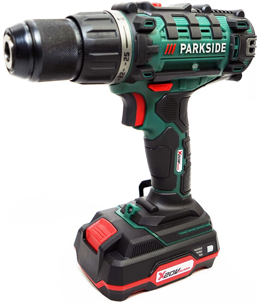 Parkside 20V Akku Bohrschrauber Akkuschrauber PABS 20-Li G8 mit Akku (2Ah) und Ladegerät (2,4A) im HEADNMORE Bundle + HEADNMORE Schlüsselanh...