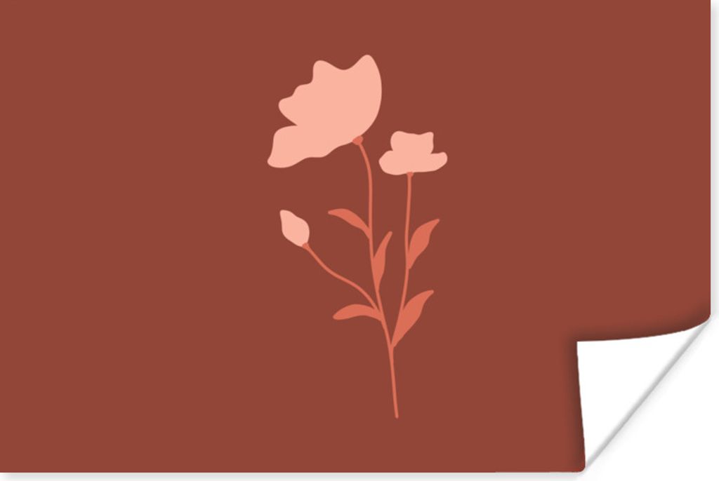 MuchoWow® Poster Illustration einer rosa Blume vor einem Produktbild 