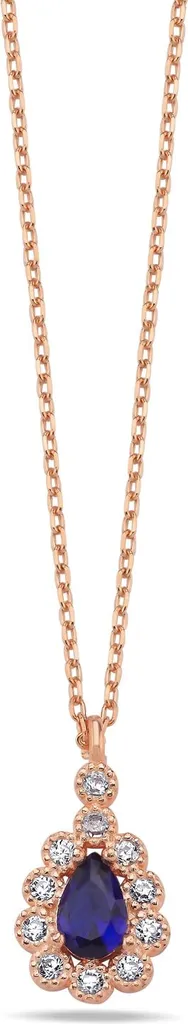 Collier argent 925 anti-ternissement avec zircone bleue hypoallergénique