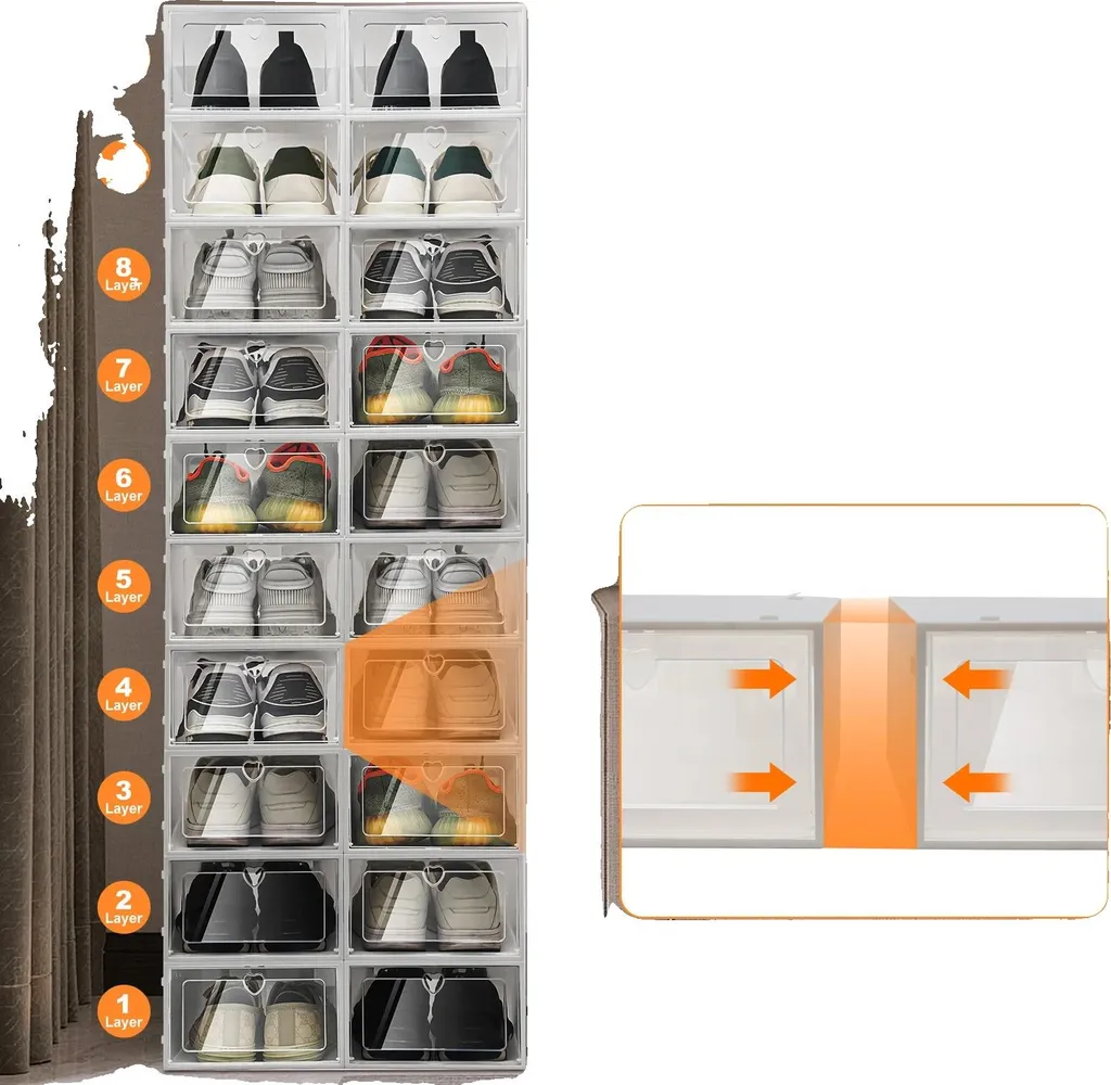 Boîte de rangement chaussures empilable lot de 20 casiers modulables