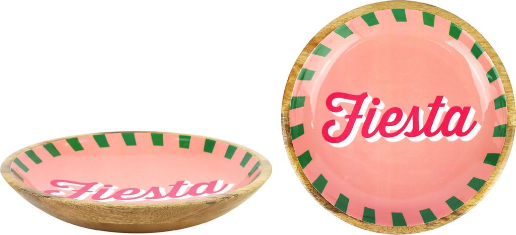 FURNARO Schale Fiesta Ø30cm - Mangoholz, rosa Design, dekorativ