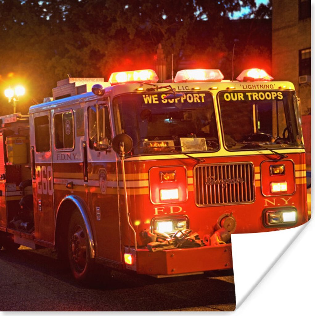 MuchoWow Poster Feuerwehrfahrzeuge von New York City 50x50 cm - Wohnzimmerdekoration
