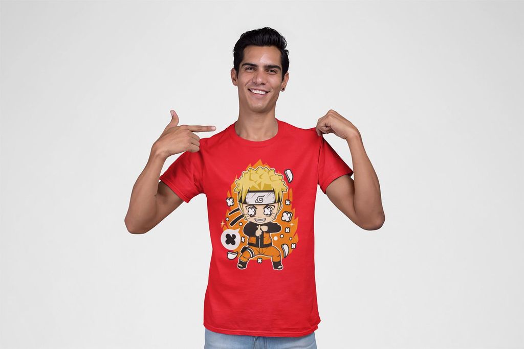 D&B Férfi Uni Polo PC00021 Naruto Rot-Größe 2XL