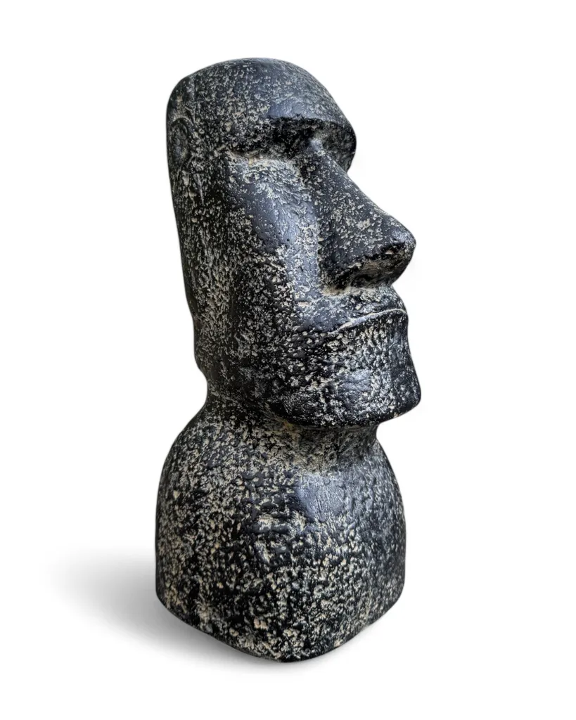 Statue Moai de Jardin Durable - Sculpture Grise Anti-UV Sable de Lave