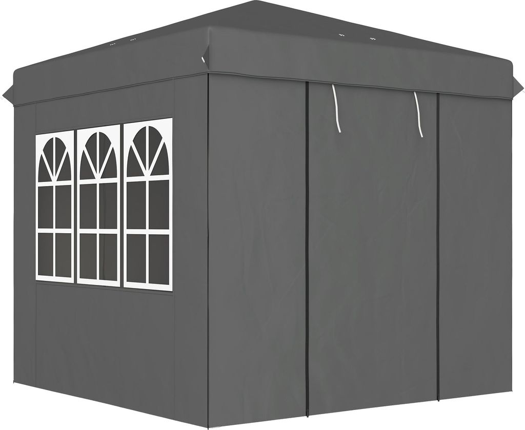 2,5 x 2,5 m Pop-up-Pavillon mit Seitenwänden und Transporttasche, UPF50+ höhenverstellbares Gartenzelt, Dunkelgrau