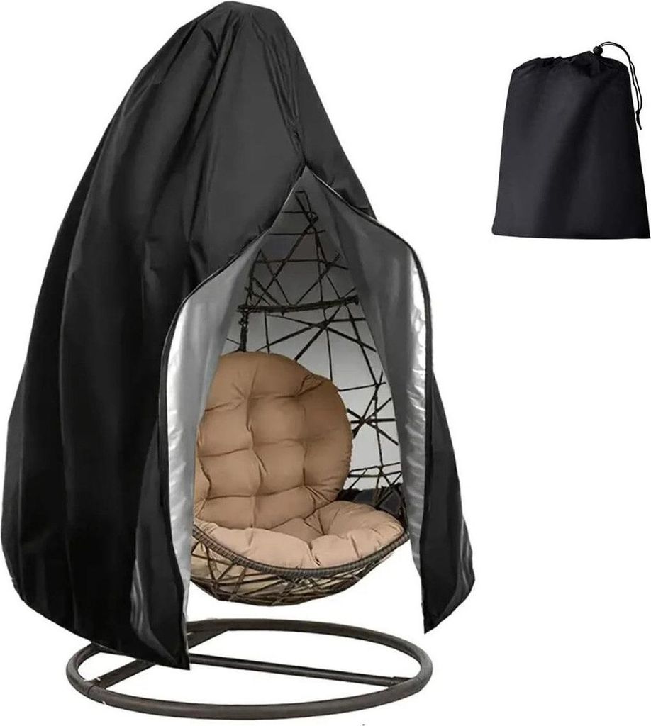 Gartenmöbel-Schutzhülle Hängesessel Abdeckung,Hängesessel Schutzhülle Kordelzug und PVC-Innenlage,190x115cm,Schwarz