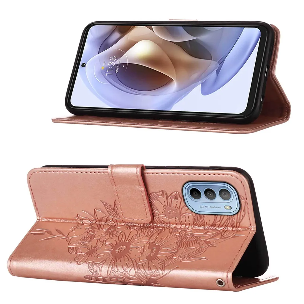 PIXFAB Custodia In Pelle A Portafoglio Per Motorola Moto G31 / G41 Con Slot Carte E Supporto, Chiusura Magnetica - Camouflage
