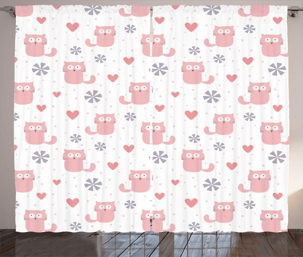 Rideaux de Salon Universels Rose Blush à Motifs Fleuris 280 x 225 cm