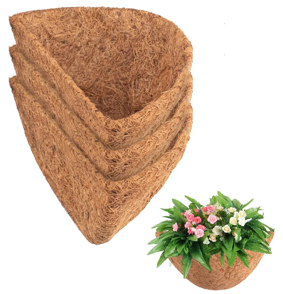Lot de 3 Paniers Suspendus Semi-Circulaires 35cm en Fibre de Coco Naturelle