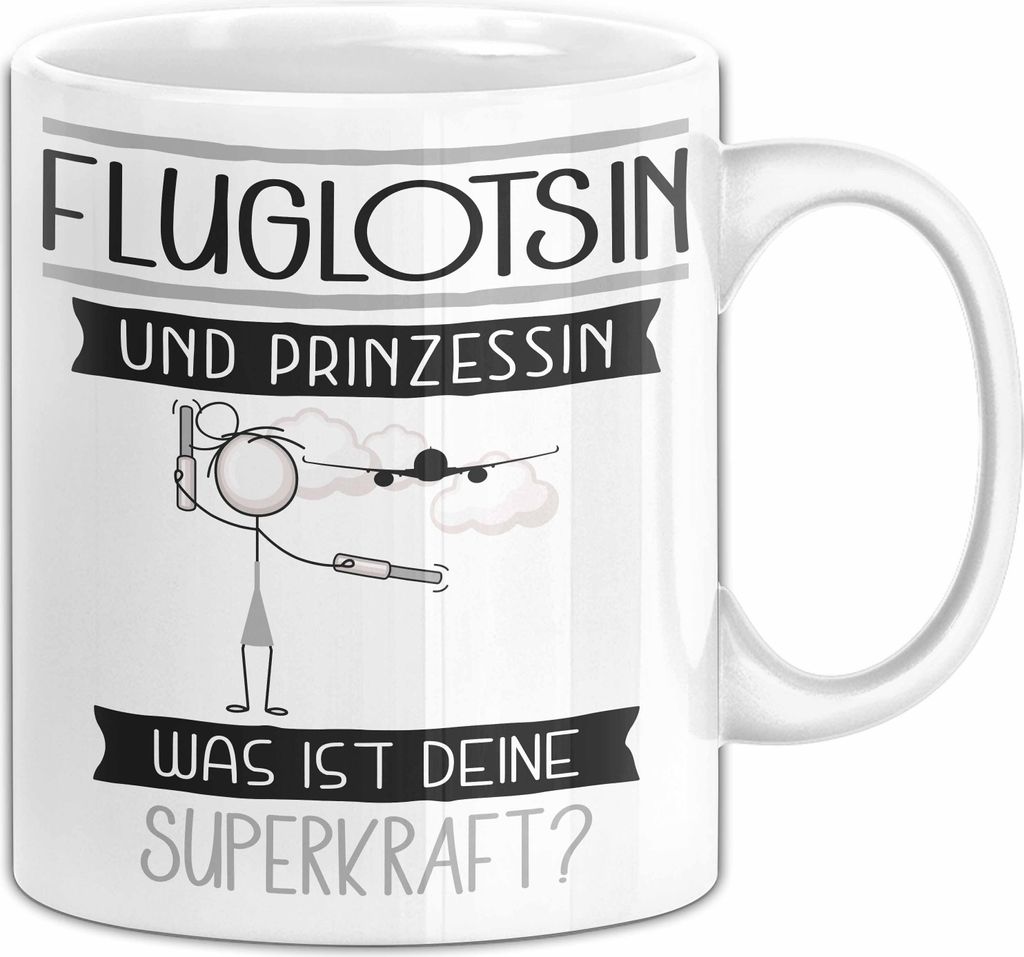 Fluglotsin Und Prinzessin Tasse Geschenk Für Eine Fluglotsin Geburtstag Was Ist Deine Superkraft (Weiß)