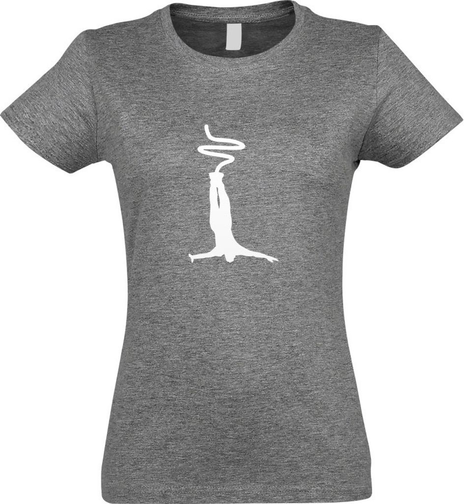 Kiwistar - T-Shirt tailliert - Damen - Graumeliert - Bungeespringen Springer - mit Motiv Bedruckt - Funshirt Design - Sport - Freizeit - Damen - S