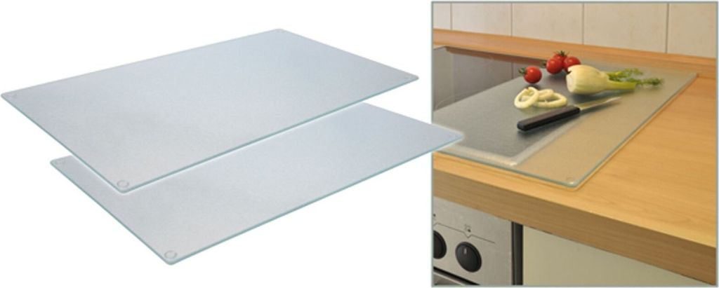 2 Stück Ceranfeld Induktion Abdeckplatte Glas Schneidebrett Herdabdeckung 52x30