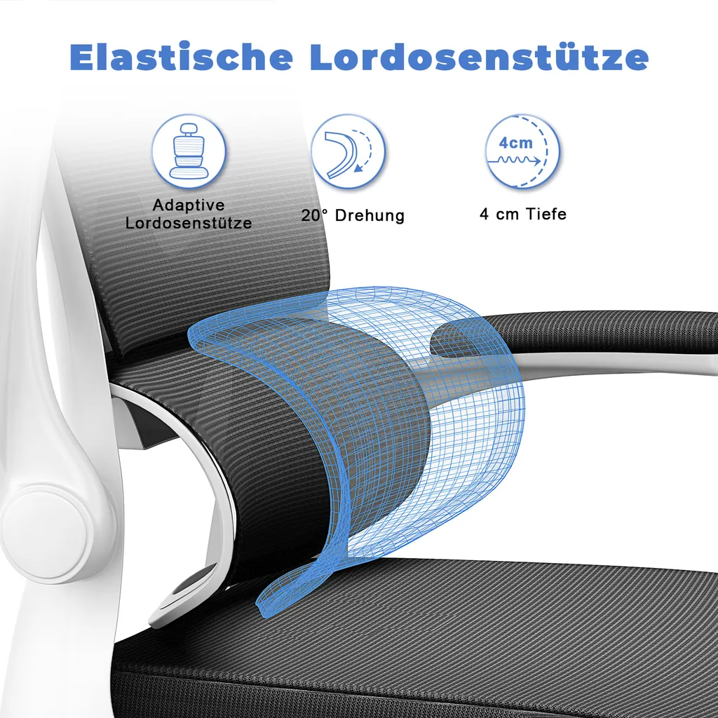 Chaise de bureau ergonomique avec appui-tête et support lombaire - Noir