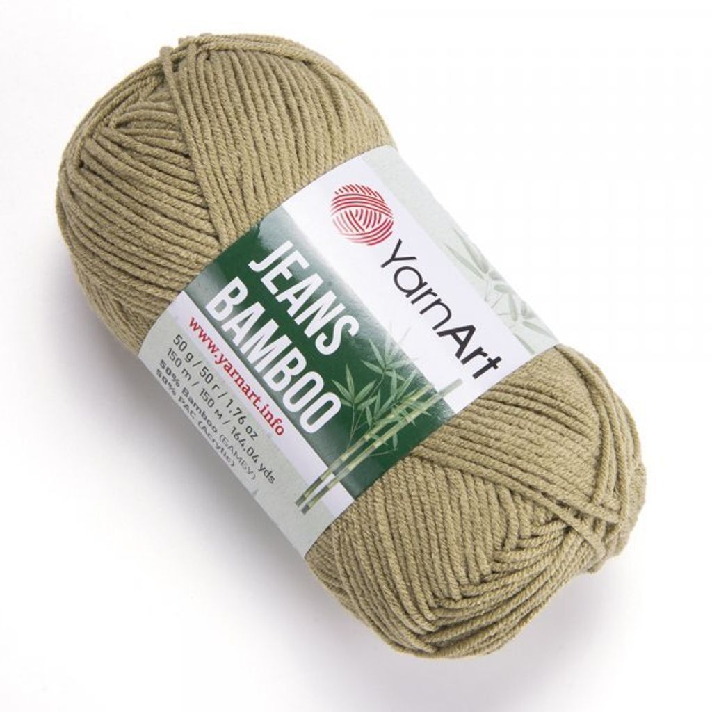YarnArt Jeans Bamboo 132 – Weiches Bambus-Baumwollgarn in Blass-Oliv, 50g – Perfekt für Babykleidung und Amigurumi
