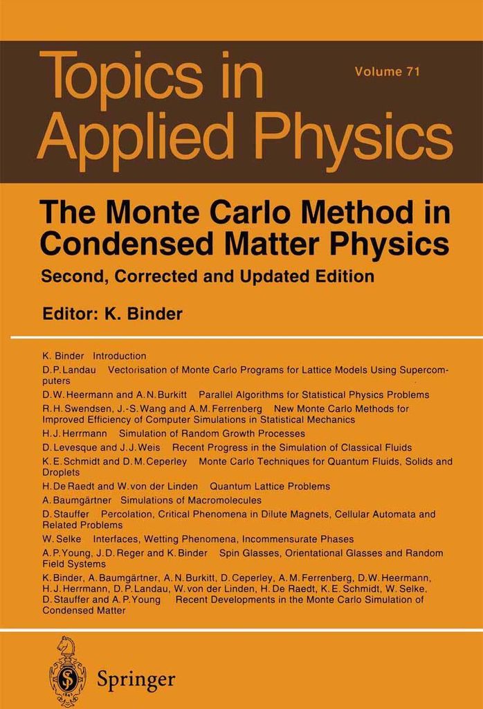 The Monte Carlo Method in Condensed Matter Physics
